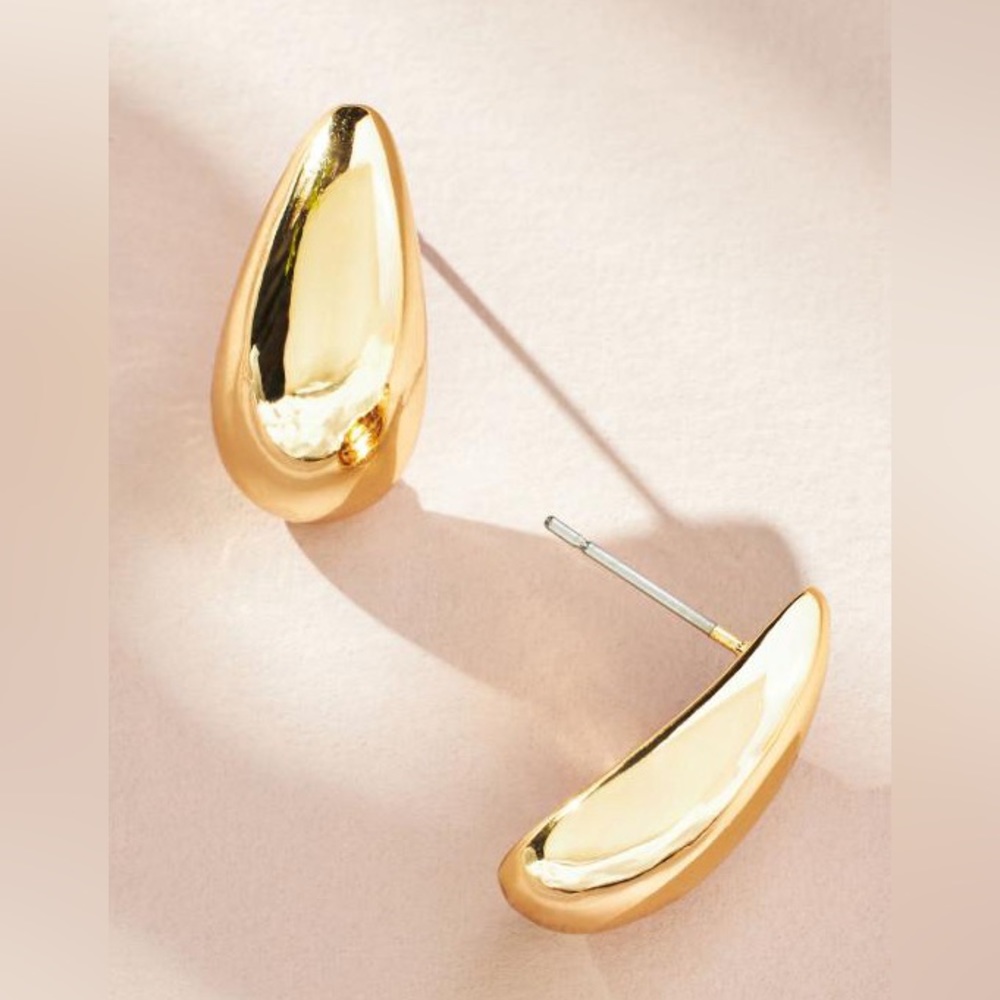 Chunky gold simple drop earrings - lightweight! ✨ - Picture 2 of 4